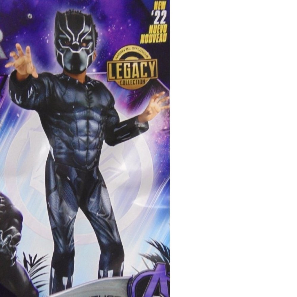 Marvel Black Panther Halloween Costume 8/10 Muscle Jumpsuit w/ Boot Tops & Mask